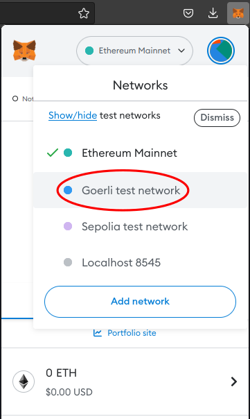 Metamask networks dropdown